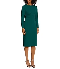 Maggy London Stretch Crew Neck Long Sleeve Dress