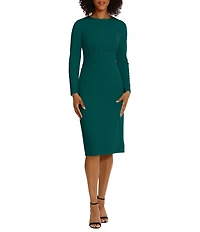 Maggy London Stretch Crew Neck Long Sleeve Dress