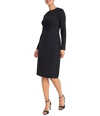 Maggy London Stretch Crew Neck Long Sleeve Dress