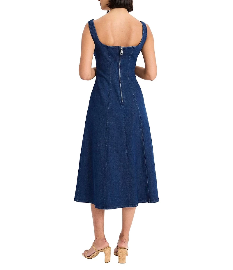 Maggy London Stretch Denim A-Line Midi Dress