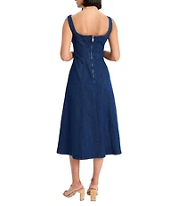 Maggy London Stretch Denim A-Line Midi Dress