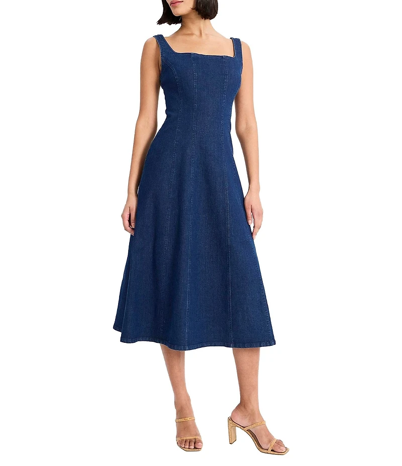 Maggy London Stretch Denim A-Line Midi Dress