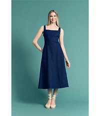 Maggy London Stretch Denim A-Line Midi Dress