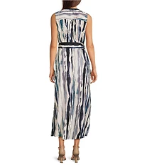 Maggy London Twill Abstract Print Button Down Midi Dress
