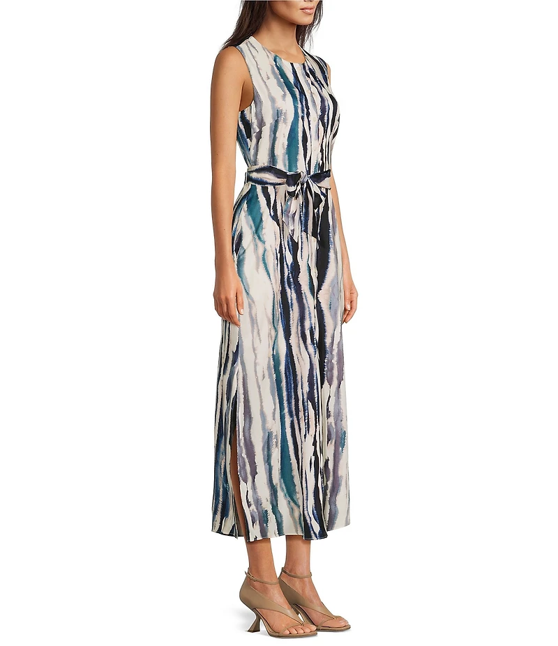 Maggy London Twill Abstract Print Button Down Midi Dress