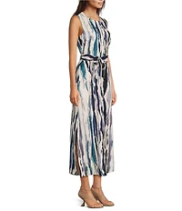 Maggy London Twill Abstract Print Button Down Midi Dress