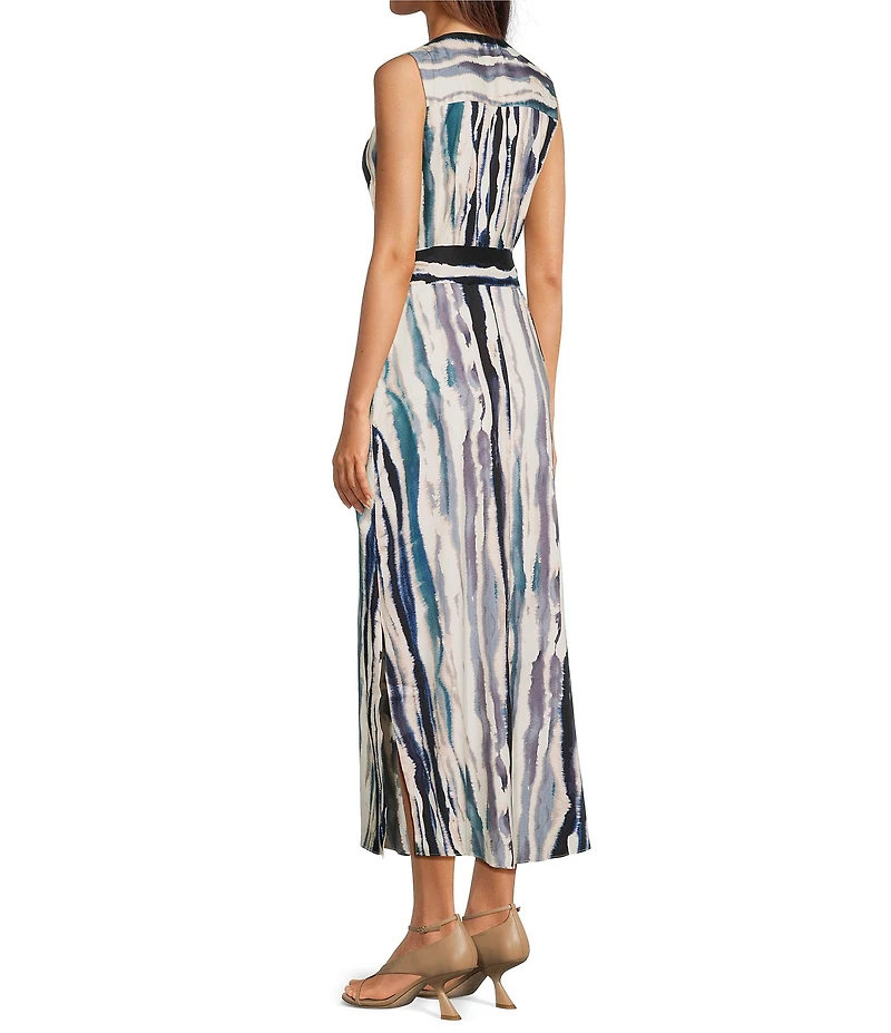 Maggy London Twill Abstract Print Button Down Midi Dress