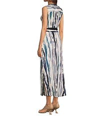 Maggy London Twill Abstract Print Button Down Midi Dress