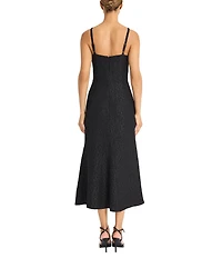 Maggy London V-neck Sleeveless Empire Waist Sheath Jacquard Midi Dress