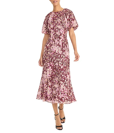 Maggy London Yoryu Short Sleeve Dot Print Midi Dress