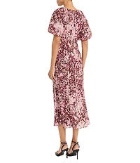Maggy London Yoryu Short Sleeve Floral Print Midi Dress