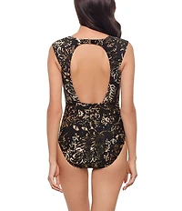 Magicsuit Balinese Dash Cap Sleeve Open Portrait Back One Piece Swimsuit