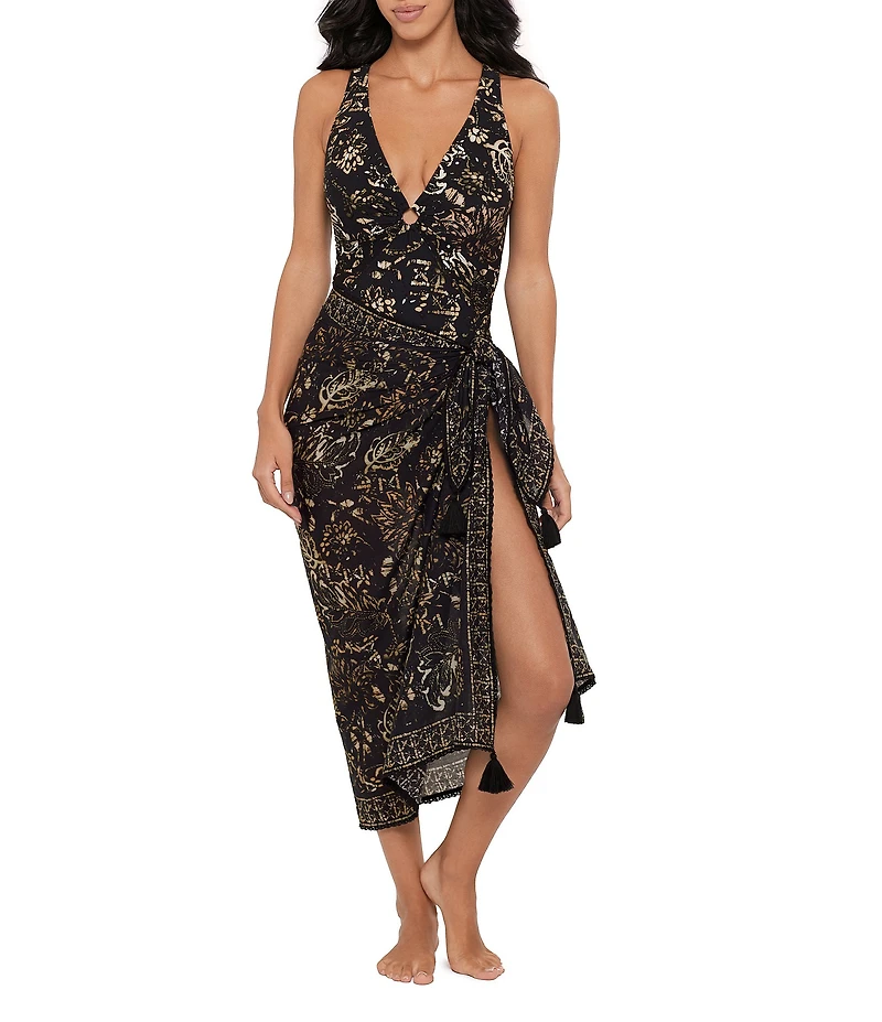 Magicsuit Balinese Embroidered Trim Pareo Swim Cover-Up