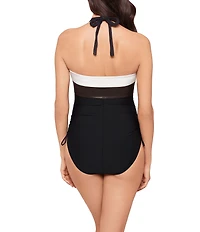 Magicsuit Block Party Anya Metallic Shimmer Halter Neck Bandeau One Piece Swimsuit