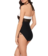 Magicsuit Block Party Anya Metallic Shimmer Halter Neck Bandeau One Piece Swimsuit