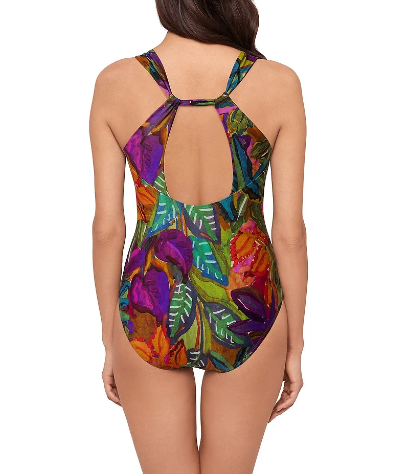 Magicsuit Cactus Flower Dakota V-Neck Twist Back Tank One Piece Swimsuit