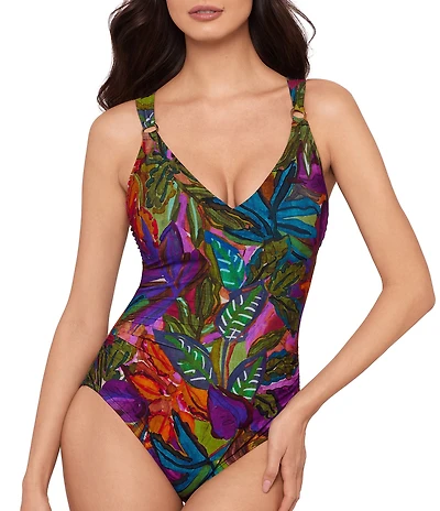 Magicsuit Cactus Flower Dakota V-Neck Twist Back Tank One Piece Swimsuit