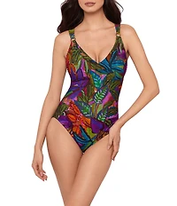 Magicsuit Cactus Flower Dakota V-Neck Twist Back Tank One Piece Swimsuit