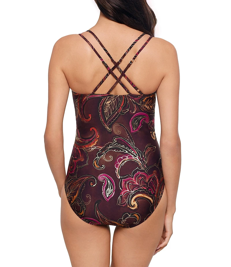 Magicsuit Empress Celeste V-Neck Underwire Bra Shirred Surplice One Piece Swimsuit