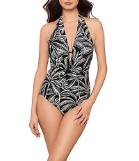 Magicsuit Hearts Of Palm Joelle Hidden Underwire Halter Neck Plunge One Piece Swimsuit