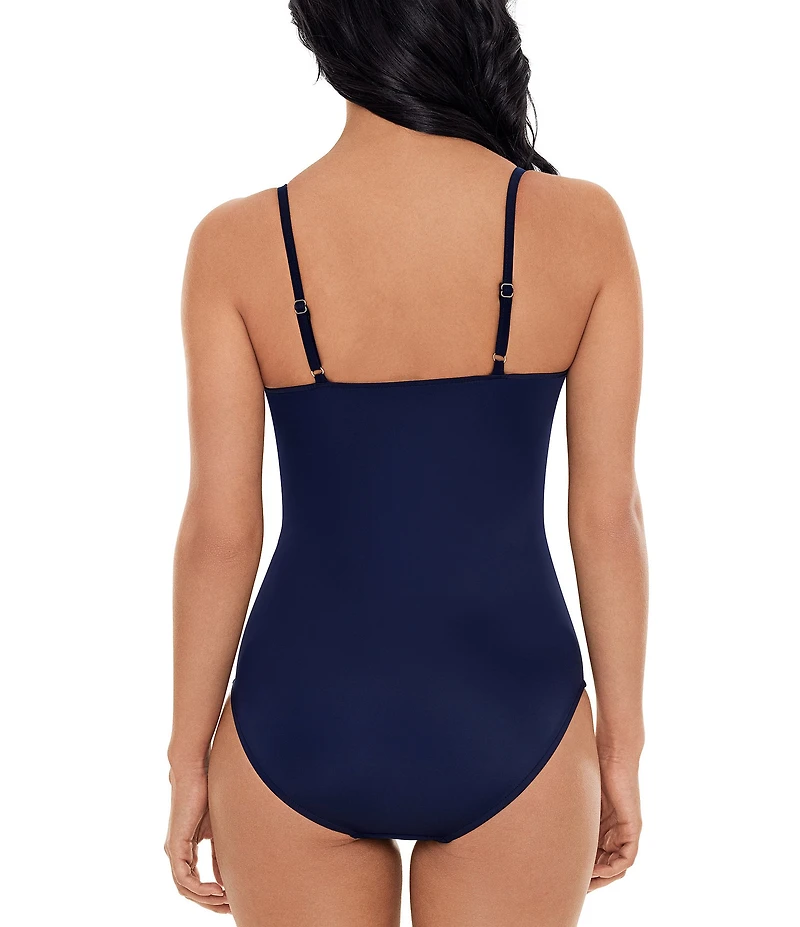 Magicsuit Isabel Solid Ruffle V-Neck Underwire Shaping One Piece Swimsuit