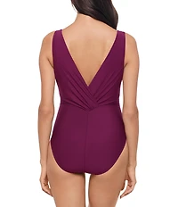 Magicsuit Marquis Kristi Solid Plunge Neck Draped V-Back One Piece Swimsuit