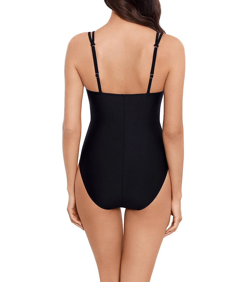 Magicsuit Obi One Saki Solid Tie Front V-Neck One Piece Swimsuit