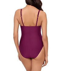 Magicsuit Obi One Saki Solid Tie Front V-Neck One Piece Swimsuit