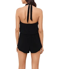 Magicsuit Piper Solid High Crochet Neck Hidden Underwire Bra Romper Swimsuit