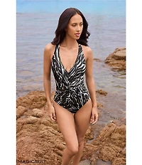 Magicsuit Safari Sands Drew Strappy Back Plunge One Piece Swimsuit