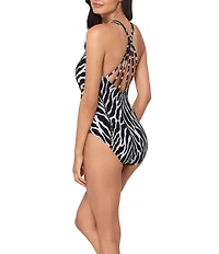 Magicsuit Sand Tracks Drew Front Twist Plunge One Piece Swimsuit