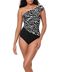 Magicsuit Sand Tracks Goddess Elastic Bandeau Neck One Shoulder Swimsuit