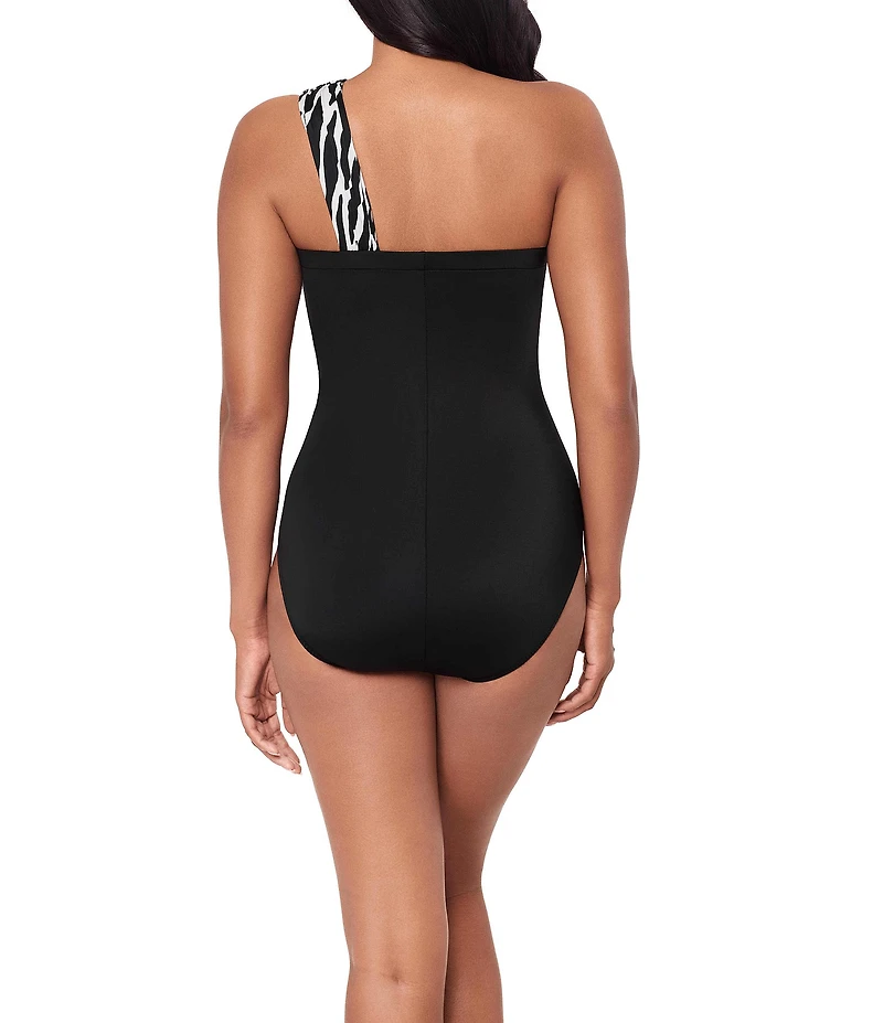 Magicsuit Sand Tracks Goddess Elastic Bandeau Neck One Shoulder Swimsuit