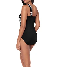 Magicsuit Sand Tracks Goddess Elastic Bandeau Neck One Shoulder Swimsuit