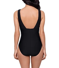 Magicsuit Solid Darly Beaded Plunge Neck One Piece Swimsuit
