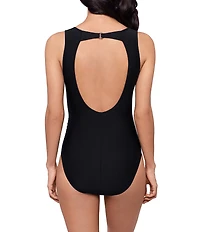 Magicsuit Solid Dee Dee Open Portrait Back Shirred Bodice One Piece Swimsuit
