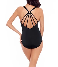 Magicsuit Solid Drew Twist Front V-Neck Plunge One Piece Swimsuit