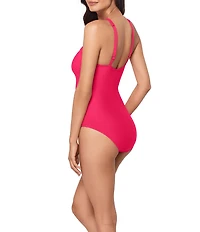Magicsuit Solid Edith Floral Keyhole Halter Neck One Piece Swimsuit