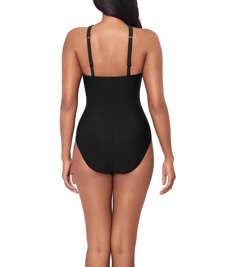 Magicsuit Solid Edith Floral Keyhole Halter Neck One Piece Swimsuit
