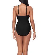 Magicsuit Solid Edith Floral Keyhole Halter Neck One Piece Swimsuit