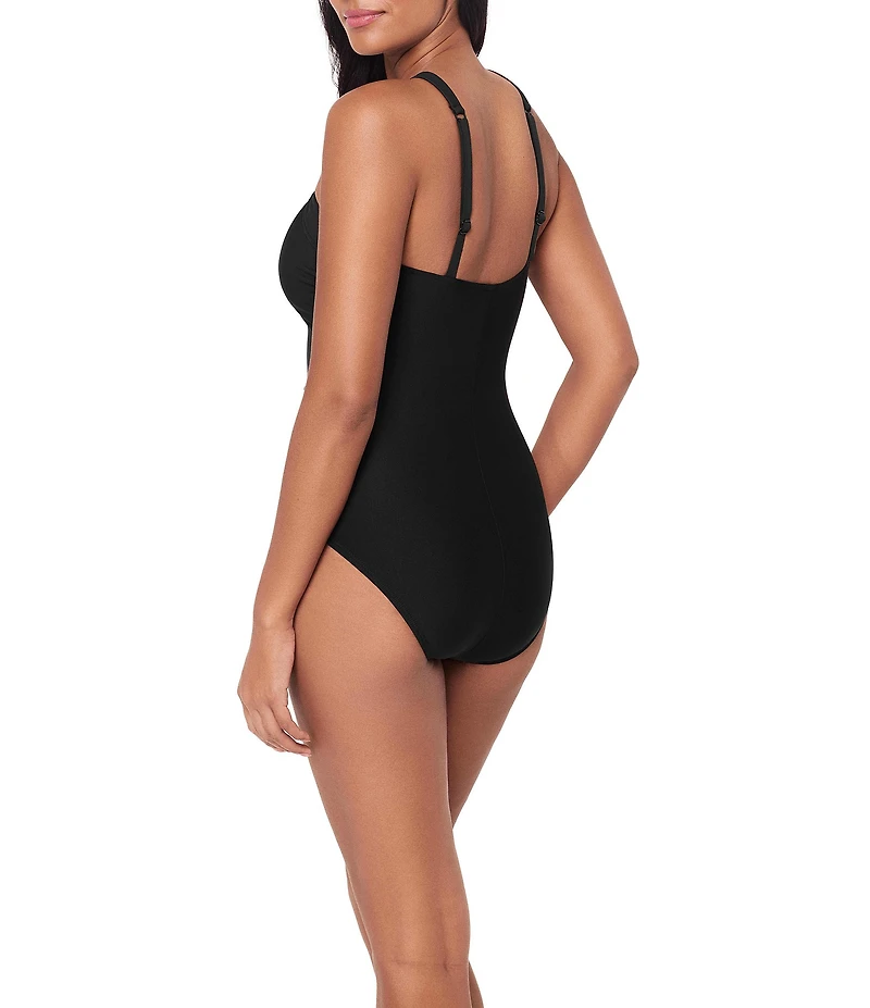 Magicsuit Solid Edith Floral Keyhole Halter Neck One Piece Swimsuit