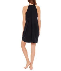 Magicsuit Solid Matte Jersey High Neck Draped Dress Swim Cover-Up