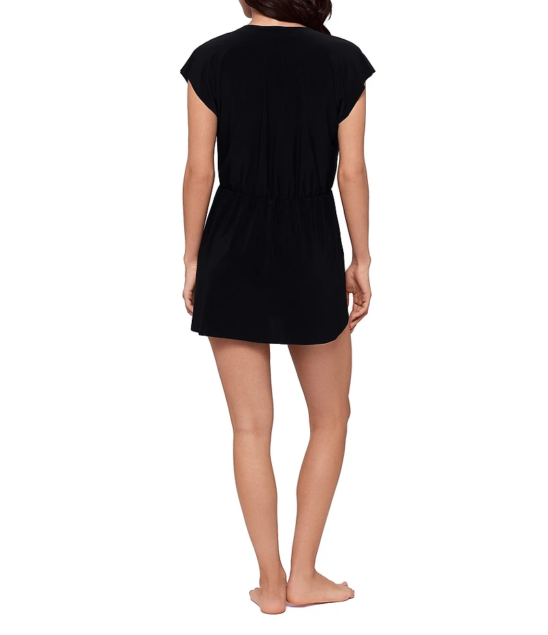 Magicsuit Solid Matte Jersey Lace-Up Dress Swim Cover-Up