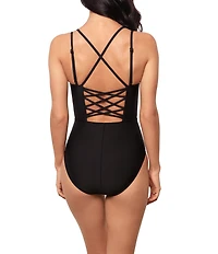 Magicsuit Solid Sigourney Scoop Neck Underwire Strappy Back One Piece Swimsuit
