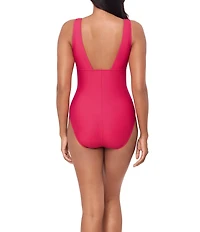 Magicsuit Solid Wallis Floral Plunge Neck One Piece Swimsuit