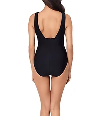 Magicsuit Solid Wallis Floral Plunge Neck One Piece Swimsuit