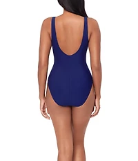 Magicsuit Solid Yara V-Neck Shirred Waist Surplice One Piece Swimsuit