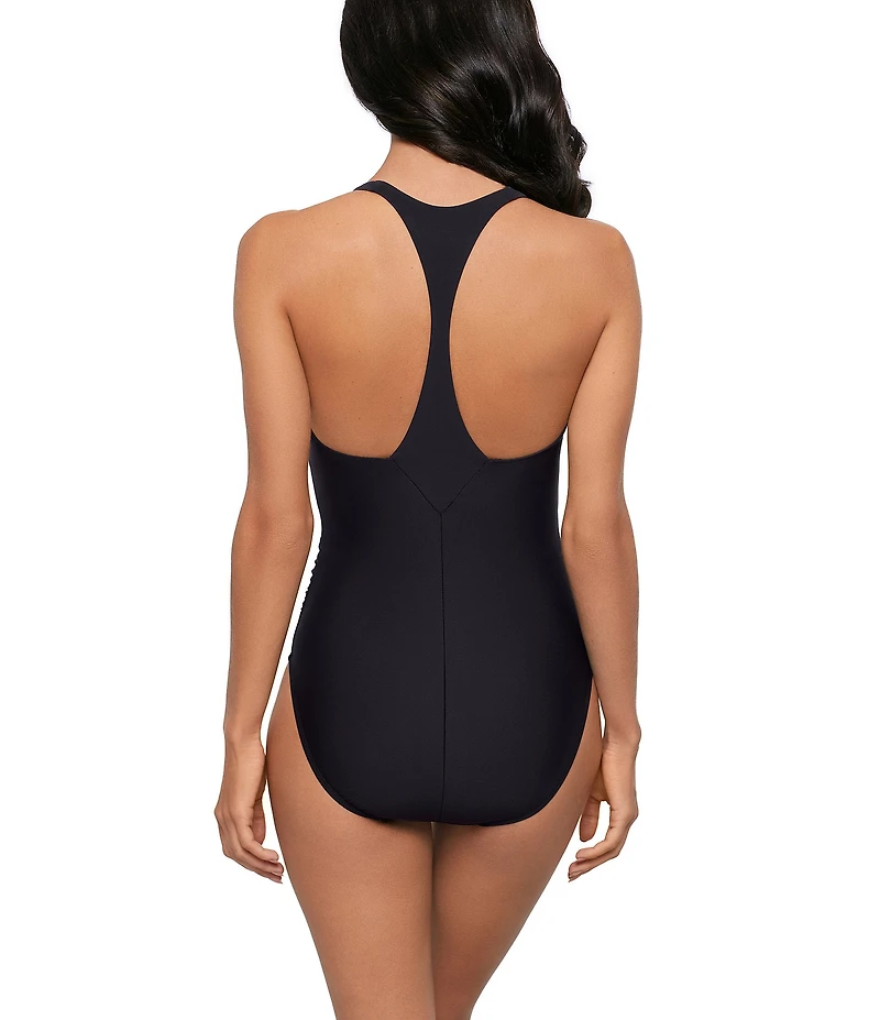 Magicsuit Solids Milli V-Neck Racerback Soft Cup Shirred One Piece Swimsuit