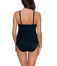 Magicsuit Susan Solid Underwire Keyhole Highneck Blouson Side Tie One Piece Convertible Swim Dress