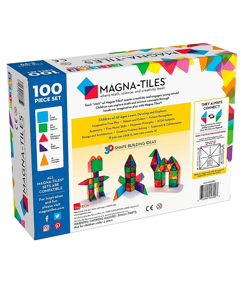 Magna-Tiles® STEM Approved Clear Colors 100-Piece Set
